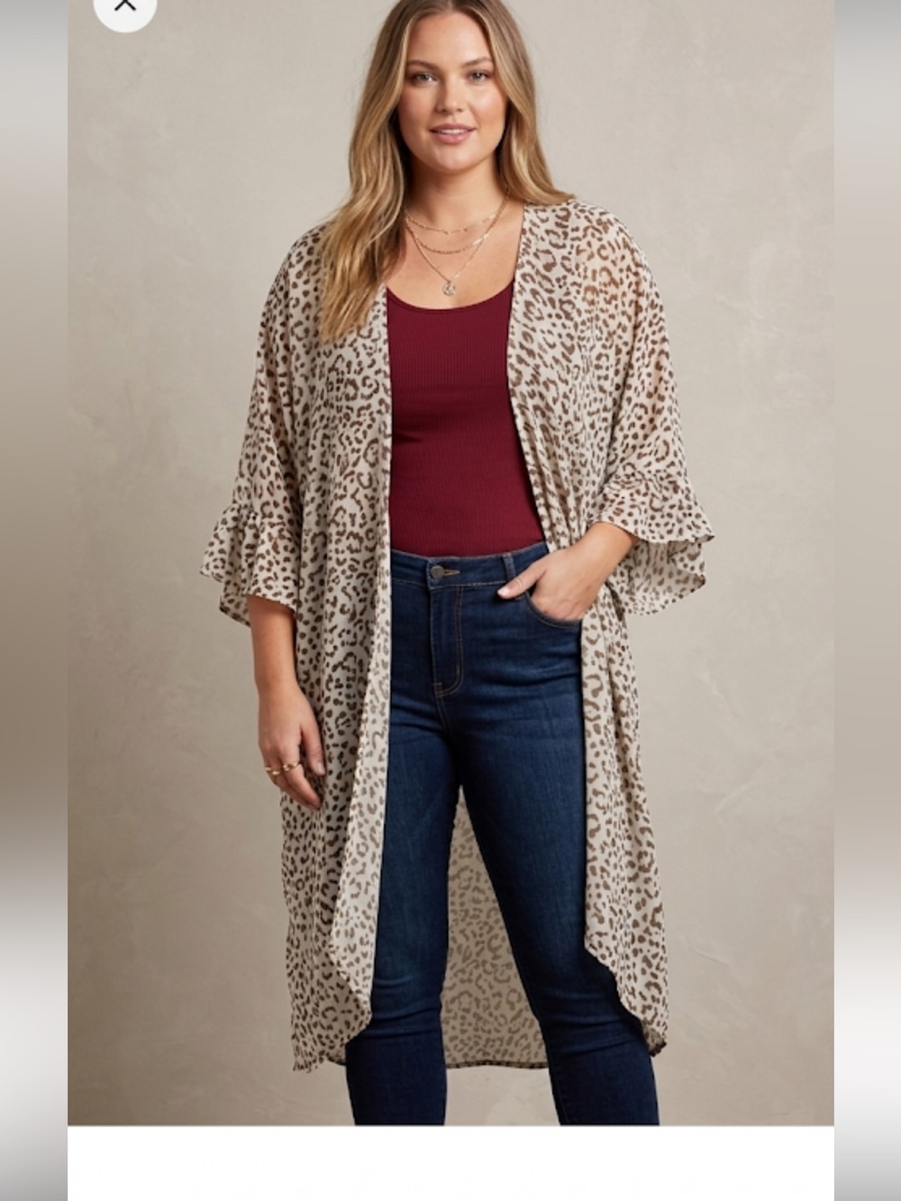 Umgee USA Leopard Print Kimono Cardigan – Size